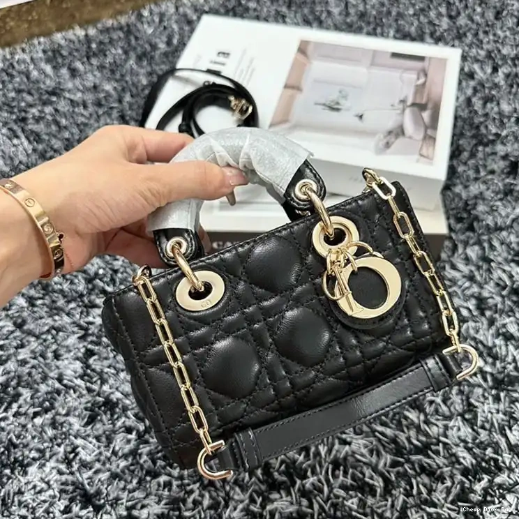 Cheap Dior Bag D-Joy Bag Cannage Micro Black Lady Lambskin 0502